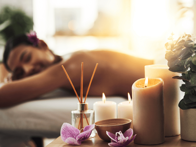 A woman getting a massage in Las Vegas at an upscale spa