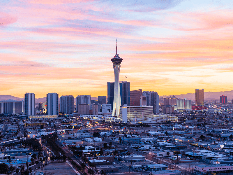 This is a picture of a Las Vegas sunset that represents of article about cool and crazy things to do in Las Vegas