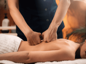 A picture of a woman recieving the best deep tissue massage in Las Vegas
