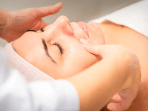 A picture of a woman getting a lymphatic massage in Las Vegas at her home