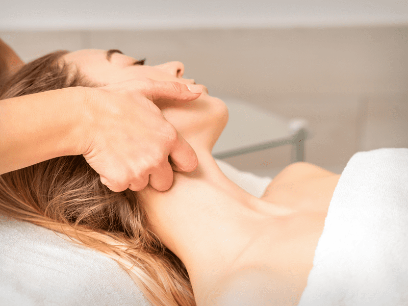 A picture of a woman getting a lymphatic drainage massage in Los Angeles