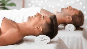 A LGBTQ couple receiving a couples massage in Las Vegas