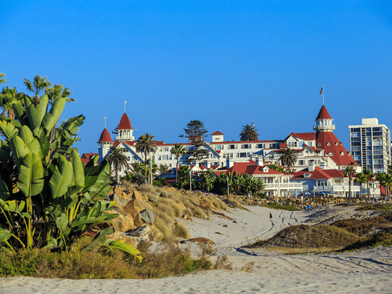 This a picture of Hotel Del Coronado from a day trip in LA that represents a once in a lifetime thing to do in Los Angeles