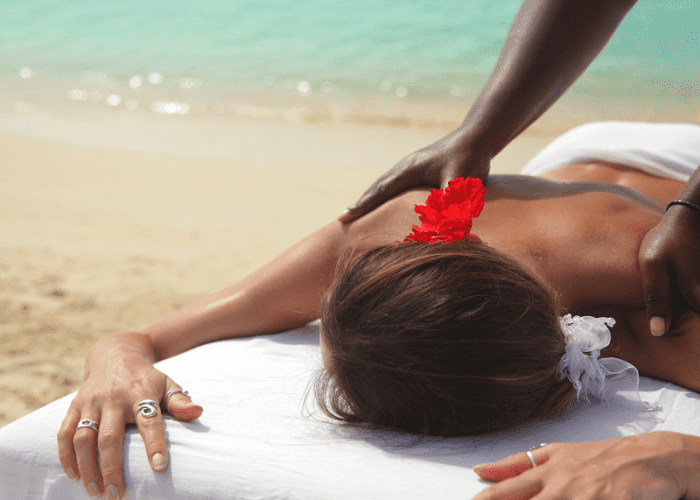 A woman getting a massage in Santa Monica