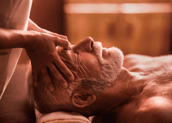 Man getting a head massage in Las Vegas