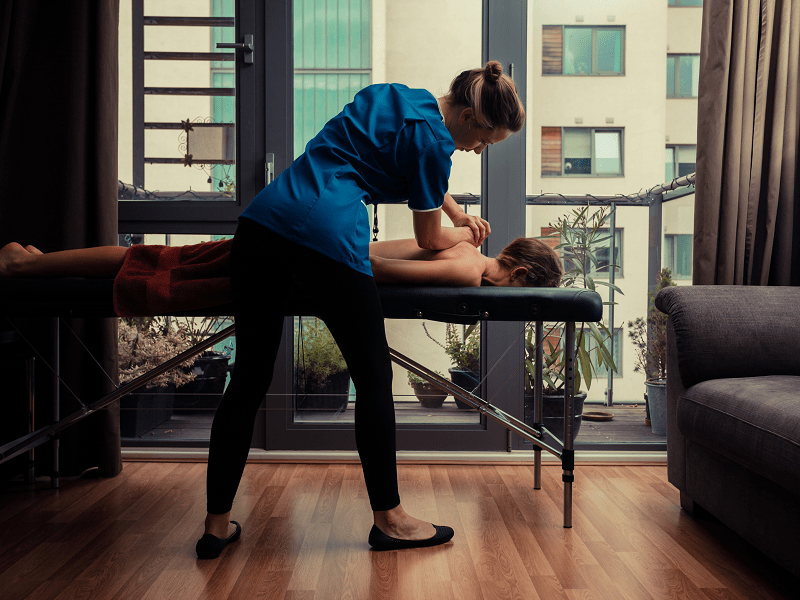 A woman getting an in-room massage at a hotel in Las Vegas