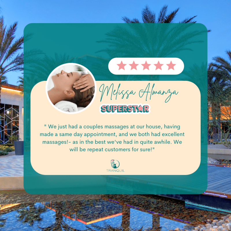 A 5-star review from a couple who booked a massage in Summerlin, NV with us