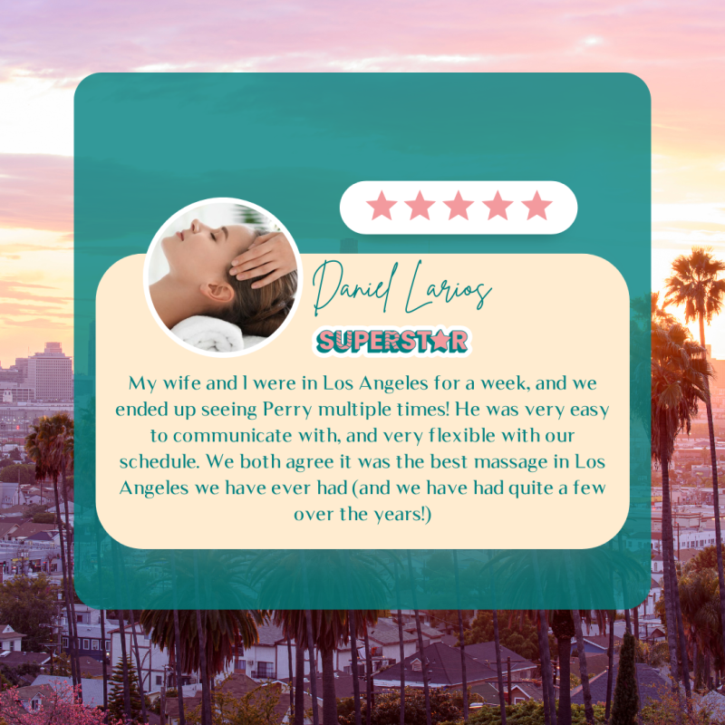 A picture of a 5-star review from a couple who booked Swedish massages in Los Angeles with Tranquil