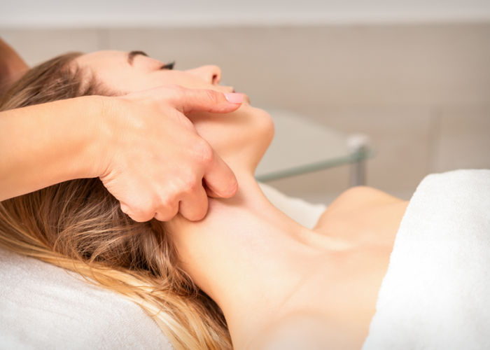 A picture of a woman getting a lymphatic drainage massage in Los Angeles
