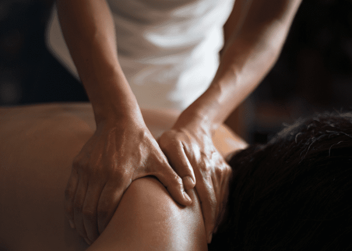 A man getting a massage in Culver City at his home