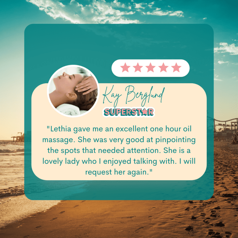 A picture of a 5-star from a woman who booked a mobile massage in Santa Monica with us