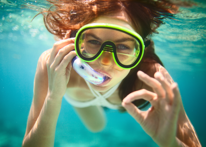A picture of a woman snorkeling in Los Angeles