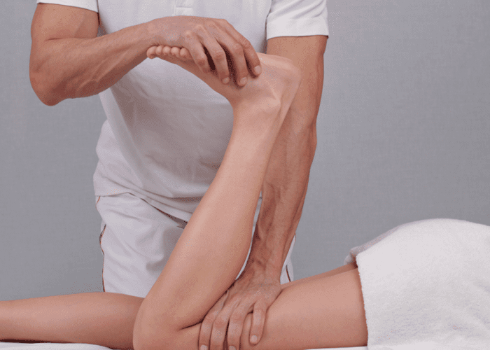 A woman recieving a sports massage in Las Vegas